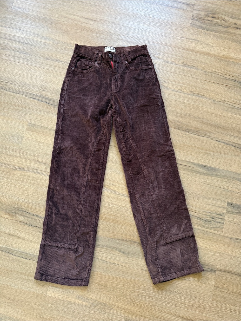 FREE PEOPLE Corduroy Straight-Leg Pants - Dark Brown